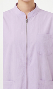Bata de peluquería de manga corta para mujer, uniforme de esteticista y barbero, chaqueta de peluquería de cuello alto de color liso para mujer - Product Image 5