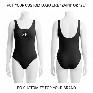 Maillot de bain noir en nylon et élasthanne premium 250 GSM, personnalisable avec impression par transfert thermique, broderie de logo, respirant pour femme - Product Image 1