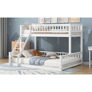 Letto a castello bianco Twin XL sopra Queen con scaletta e sponde di sicurezza - Product Image 5