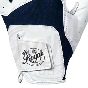 Gants de golf Grace White unisexes personnalisables en cuir véritable respirant pour droitier, style homme avec logo, emballés en blanc - Product Image 3