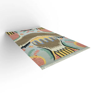 Alfombra Persa Abstracta de Lana Hecha a Mano, Tejido Plano, Ecológica |   Alfombra Antigua de Estilo Vintage - Product Image 3