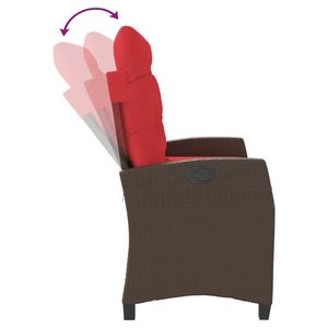 Grand banc de jardin inclinable en rotin PE marron, bancs de patio - Product Image 6