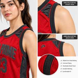 Pada <b>Prime</b> UNISEX Basketball Uniform <b>Red</b> Black Jersey Shorts Set Number 23 Breathable Polyester Sportswear - Product Image 4