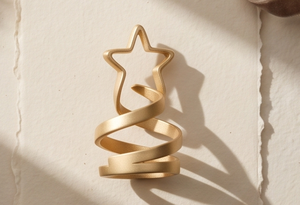 Sapin de Noël en spirale en aluminium doré de luxe avec étoile sur le dessus, centre de table festif, figurine décorative pour la maison - Product Image 3