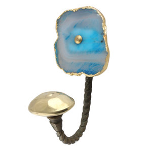 Gancho de Pared de Piedra de Ágata Turquesa Hecho a Mano, Gancho Dorado para Colgar en la Pared, Gancho Resistente para Sombreros, Bolsos y Ropa - Product Image 2