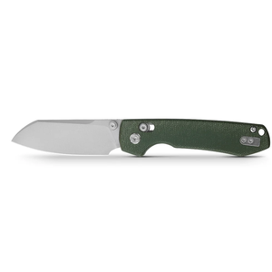 Couteaux pliants argentés à lame large de type drop point, manche texturé vert foncé, clip de poche, outils de coupe utilitaires pour l'extérieur, port quotidien - Product Image 1