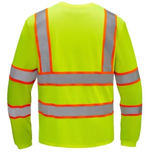 Chemise de sécurité réfléchissante personnalisée ANSI Classe 3, manches longues, jaune fluorescent, bicolore, vêtements de travail pour la construction - Product Image 3