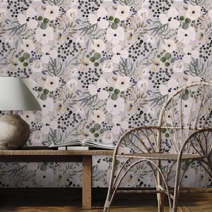 Carta da Parati Adesiva Beige e Marrone Caffè con Motivi Floreali e Foglie in Stile Boho Vintage, Facile da Applicare, Decorazione Murale - Product Image 4