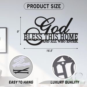 Decorazione Murale 'Dio Ti Benedica Questa Casa', Insegna Rustica in Metallo per Ingresso, Soggiorno, Cucina e Sala da Pranzo - Product Image 3