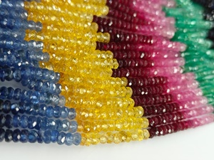 Piedras preciosas naturales multifacéticas de rubí, esmeralda, zafiro azul y zafiro amarillo en forma de rondel para joyería personalizada. - Product Image 5
