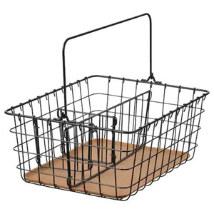 Wooden And Metal <b>Wire</b> <b>Basket</b> Multi-Purpose Round Kitchenware Tabletop Fruit & Vegetables <b>Storage</b> <b>Basket</b> With Handles - Product Image 3