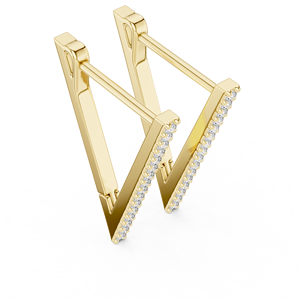 Pendientes de Barra de Diamantes en Oro Amarillo de 14K, Minimalistas, con Línea Vertical y Engaste Pavé, Joyería Fina - Product Image 2