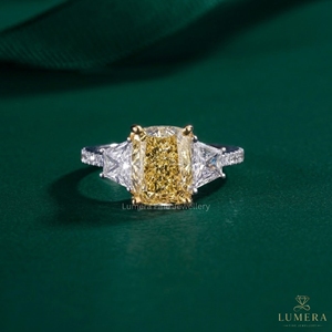 แหวนโทแพซสีเหลือง 4.245 กะรัต คุณภาพ VVS2 ทรงคุชชั่น มีจำหน่ายในทอง 9k 10k 14k 18k เครื่องประดับหรูหราสำหรับเป็นของขวัญและแหวนหมั้น - Product Image 1