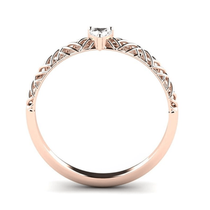 Anillo de compromiso de estilo romántico en oro rosa de 14k con diamante cultivado en laboratorio certificado por IGI de 1.00 quilates, claridad VS1, color F, corte corazón, para ella. - Product Image 4