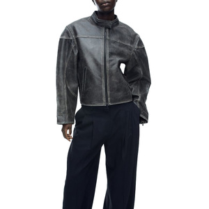 Nouveautés Mode Décontractée Confortable Style Unisexe Veste Ample en Cuir Souple avec un Look Vieilli - Product Image 2