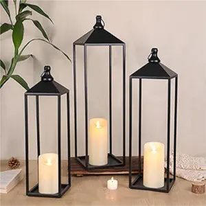 Lanterne suspendue vintage en métal noir, porte-bougie décoratif marocain pour jardin extérieur, patio, décoration de mariage, lanterne de Noël - Product Image 3