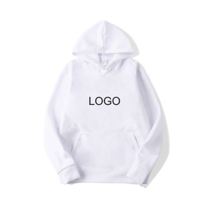 Sweat-shirt à capuche blanc pour homme, 100% coton, tissu molletonné français, logo imprimé sur le devant, coupe classique, vêtement d'automne - Product Image 1