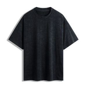 Camiseta de algodón con efecto lavado ácido para hombre, cuello redondo, manga corta, transpirable, estilo casual urbano. - Product Image 6
