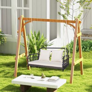 2-Person Outdoor <b>Hanging</b> Patio Swing <b>Chair</b> with Ropes for Relaxing in the Sun - Product Image 3