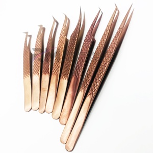 Pince à épiler pour cils RMI en or rose, pointe lisse, acier inoxydable, précision pour extensions de cils, modèle 14 cm/12 cm - Product Image 4