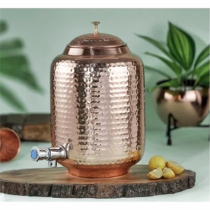 Distributeur d'eau en cuivre pur martelé, récipient ayurvédique en cuivre, vaisselle de luxe, réservoir d'eau pour la maison, l'hôtel, le restaurant, pichet - Product Image 1
