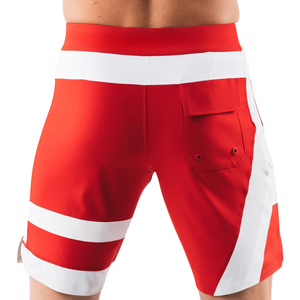 Shorts de bain pour hommes rouge et blanc à séchage rapide avec cordon de serrage, pour la plage, le surf, la natation, les sports aquatiques et l'athlétisme - Product Image 2
