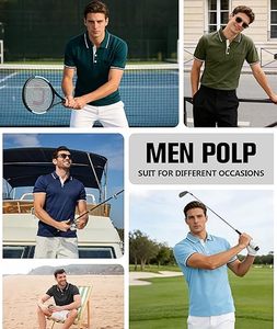 Chemise homme slim fit à manches courtes, couleur unie, poche poitrine, respirante, séchage rapide, col tricoté, boutonnée, décontractée, pour le golf, en polyester - Product Image 3
