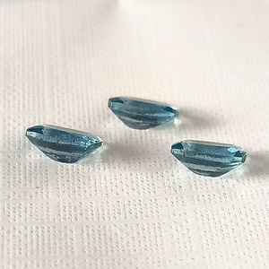 Magnifique pierre précieuse naturelle Santa Maria Aquamarine, taille coussin, calibrée 5x7 mm, facettée, 3 pièces, 2,30 carats, pour bijoux - Product Image 3