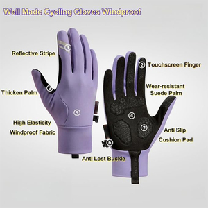Winter Windproof Cycling <b>Gloves</b> Thicken Palm Cushion <b>Touchscreen</b> Hand Warm Fleece Liners <b>Gloves</b> for Running Driving - Product Image 2