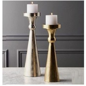 Support de bougie conique vintage en laiton fait main ILAHI, motif gaufré, 1 couleur, haute qualité, résistant à la chaleur - Product Image 1