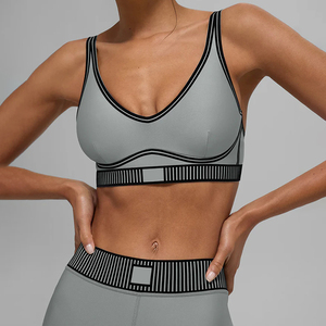 Nuevo Conjunto de Sujetador Deportivo de Yoga y Pilates para Mujer, 2 Piezas, Alta Elasticidad, Transpirable, Ropa Deportiva, Cintura Media, Diseño a Cuadros que Realza la Figura - Product Image 6