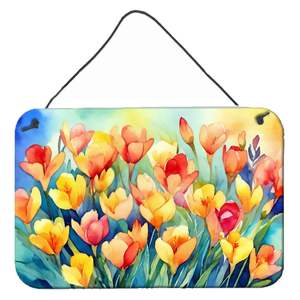 Freesias multicolores Aquarelle Décoration murale Nouveau 8HX12W Enseigne en métal en aluminium pour cuisine Bar Home Plaque - Product Image 1