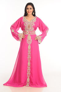 AWAIS HOUSE Islamic Women's Plus Size Lightweight High Neck Solid Floor Length Long Sleeve Ethnic Caftan Abaya Handmade Beaded - Product Image 6