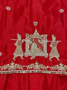 <b>Red</b> Traditional Silk Embroidered <b>Lehenga</b> Choli Salwar Kameez Set with Net Dupatta for Wedding Graduation Diwali Women - Product Image 6