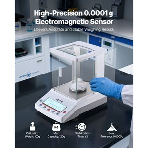 Balance analytique électronique numérique de haute précision 120g x 0,1mg (0,0001g) avec 4 unités (g/oz/ct/mg) pour l'analyse en laboratoire - Product Image 2