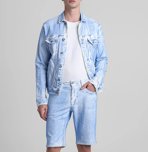 New Men Casual Denim <b>Acid</b> Washed <b>Drop</b> Shoulder Oversized Premium Quality Quick Dry Breathable Shorts Set Summer - Product Image 1