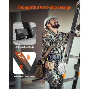 Scala Telescopica Pieghevole Multiuso da 2,35 m con Telaio dal Design Moderno, 3 Gradini, per Uso Domestico - Product Image 6