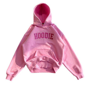 Oversized <b>Pink</b> <b>Hoodie</b> Women's Casual Letter Embroidery Hooded Sweatshirt with Kangaroo Pocket - Product Image 3
