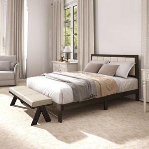 Struttura letto matrimoniale in noce con piattaforma e doghe in legno, facile da montare, non richiede rete a molle, resistente - Product Image 2