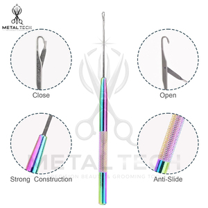 Professional Hair Extension Loop <b>Needle</b> Tool Stainless Steel Wire Pulling Hook <b>Threader</b> Set for Micro Ring Bead Installation - Product Image 3
