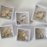 Boîte de rangement pour collier et boucles d'oreilles en film PE transparent avec logo personnalisé, cadre flottant 3D, boîte d'affichage de bijoux en plastique, emballage de bijoux