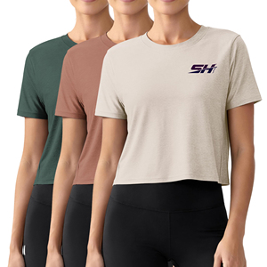 T-shirts courts sur mesure à manches courtes pour femme, style décontracté, coupe épaules tombantes, pour l'été, avec faible MOQ - Product Image 1