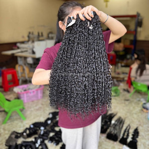 Meilleures ventes : Mèches de cheveux humains bouclés Pixie pour extensions capillaires, avec frontal en dentelle pour perruques en cheveux humains Lace Front - Product Image 1