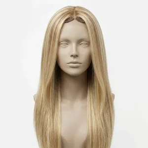 Peluca de Cabello Humano 100% Remy con Trama Completa, Larga, Rubia, con Mechas, Textura Ondulada Natural, Personalizable - Product Image 3