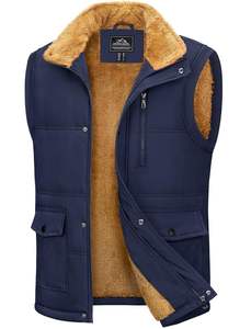 Gilet matelassé léger unisexe en toile lavée, col mandarin, chaud pour l'hiver, avec fermeture éclair sur le devant et service OEM - Product Image 3
