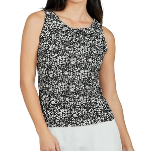 Top sin mangas de punto con estampado floral para mujer, cuello redondo, informal, transpirable, diseño personalizado - Product Image 1