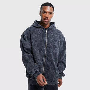 Sudaderas con capucha al por mayor de alta calidad de 380 g/m² para hombre, ropa sostenible, sudadera con capucha vintage unisex para hombre, estilo oversize con lavado ácido. - Product Image 1