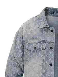 Servicios OEM, Chaqueta Vaquera Personalizada para Hombre con Lentejuelas Desgastadas, 100% Algodón, Chaqueta Jacquard para Hombre - Product Image 5