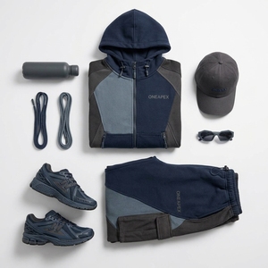 Conjunto Deportivo para Mujer en Gris Marino, Chaqueta con Capucha y Cierre, Pantalones Cargo de Pierna Ancha, Ropa Deportiva Urbana, Prendas Personalizadas - Product Image 5