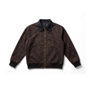 Custom Solid Winter Loose Vintage Work <b>Jacket</b> Men Brown Canvas Detroit <b>Jacket</b> <b>Corduroy</b> Collar Quilted Lined Brass Zipper - Product Image 1